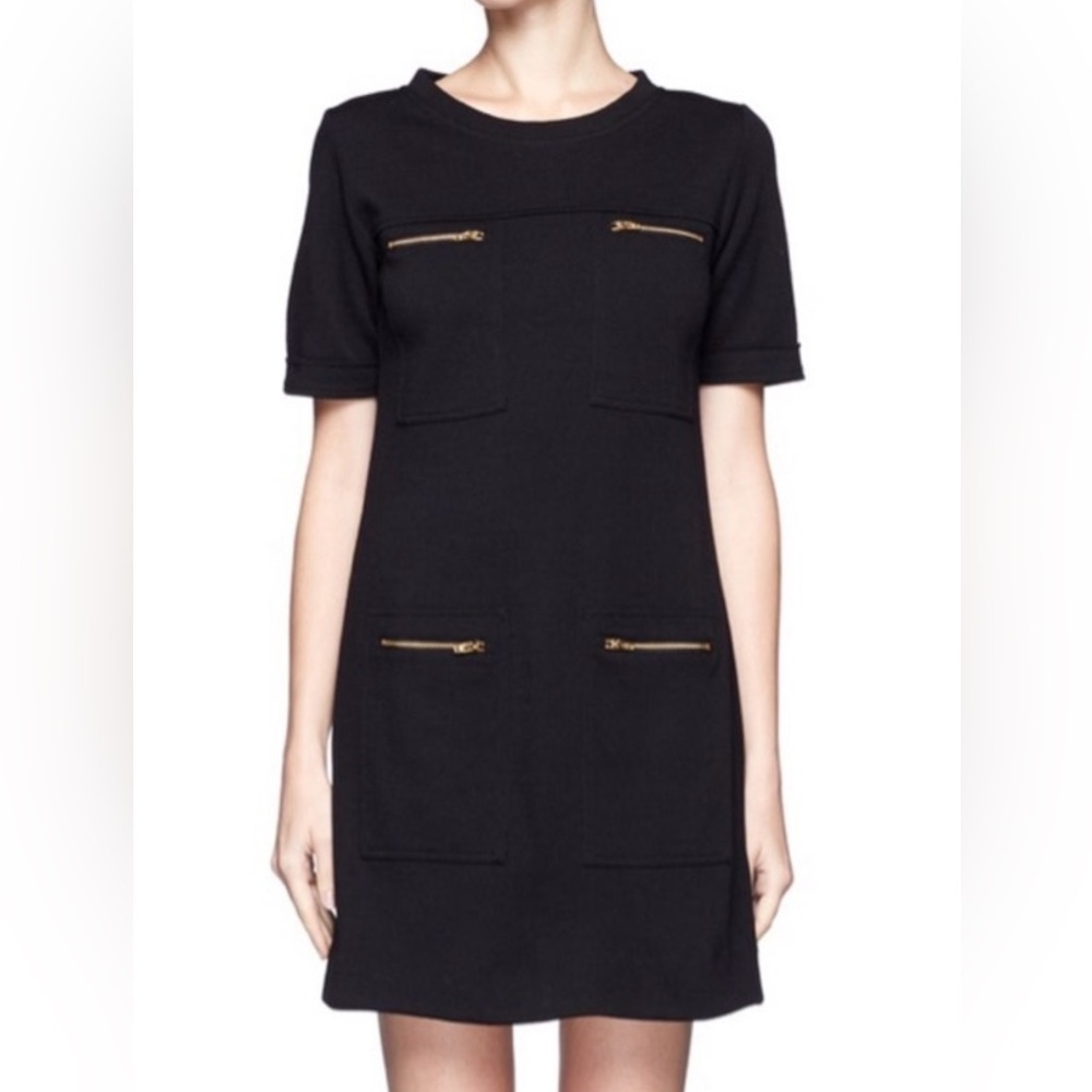 J. Crew Black Mini Dress with Gold Zippers